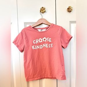 H&M Girls T-Shirt “Choose Kindness” 6x/7 Pink